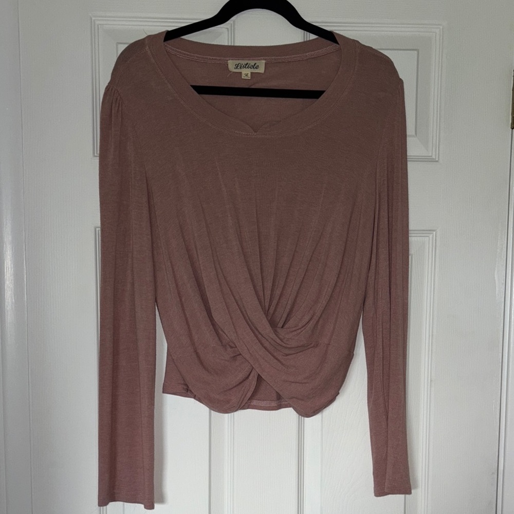 Listicle Pink Tie Front Fitted Blouse
